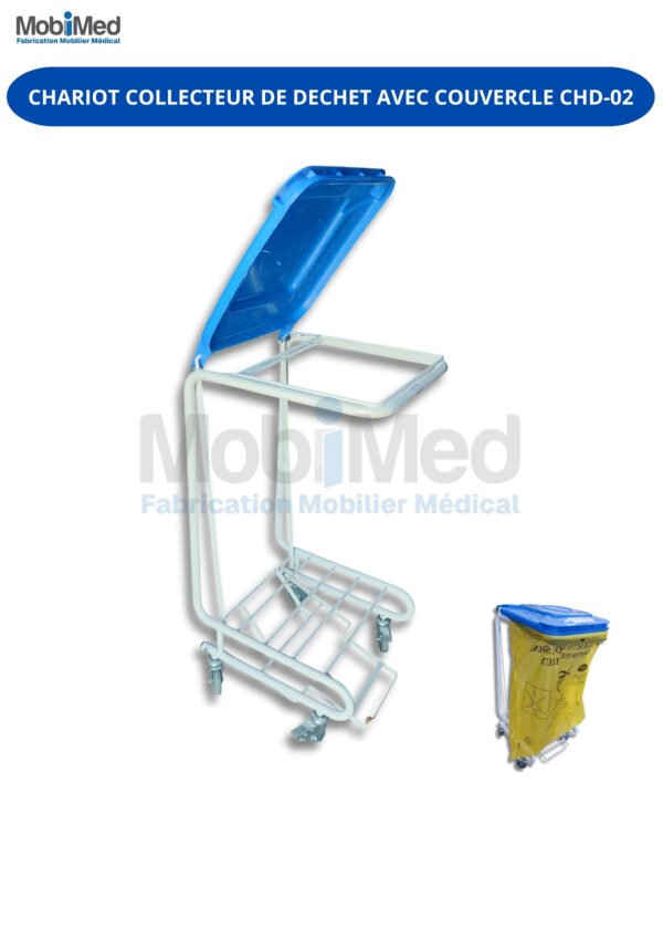 CHARIOT COLLECTEUR DE DECHET AVEC COUVERCLE CHD-02