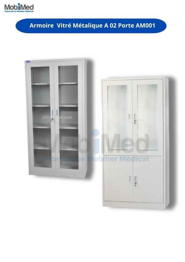 Armoire  Vitré Métallique A 02 Porte AM001