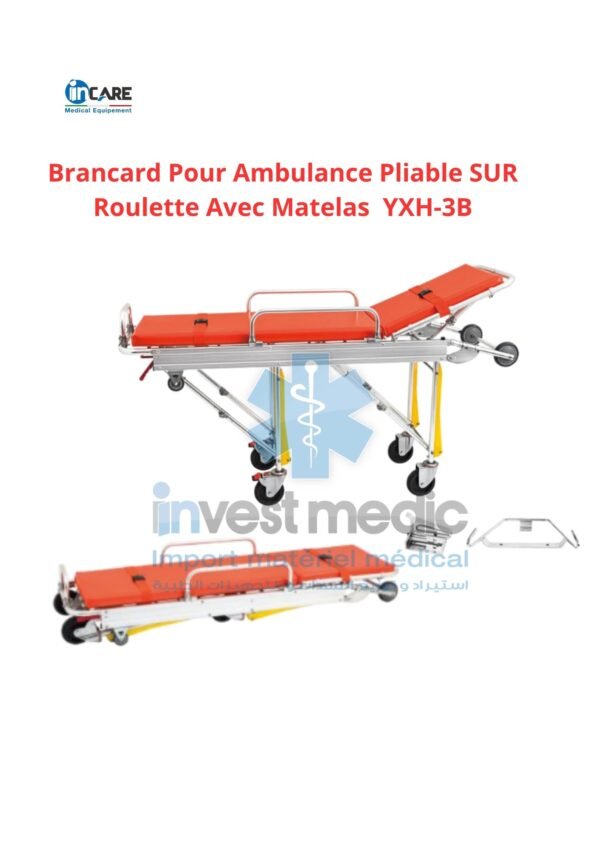 Brancard Pour Ambulance Pliable SUR Roulette Avec Matelas YXH-3B