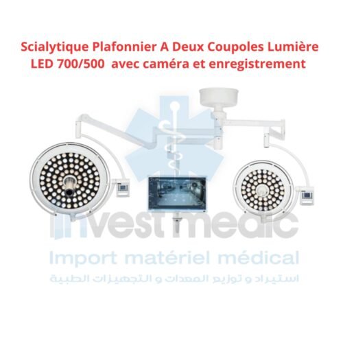 Scialytique Plafonnier A Deux Coupoles Lumière LED 700/500 avec caméra et enregistrement