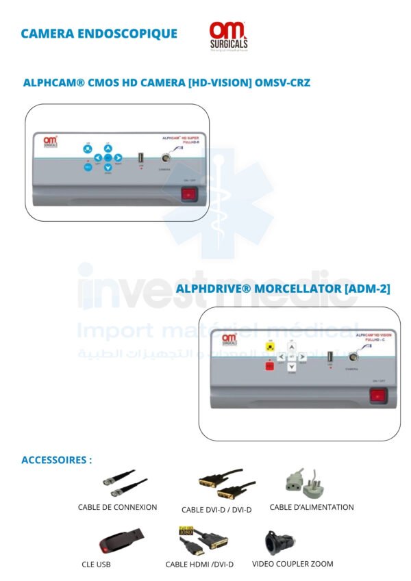 CAMERA ENDOSCOPIQUE-(ALPHCAM® CMOS HD CAMERA [HD-VISION] OMSV-CRZ) / (ALPHDRIVE® MORCELLATOR [ADM-2])