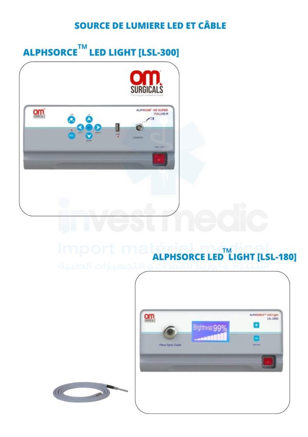 SOURCE DE LUMIERE LED ET CÂBLE- (ALPHSORCE LED LIGHT [LSL-300] TM) /(ALPHSORCE LED  LIGHT [LSL-180] TM)