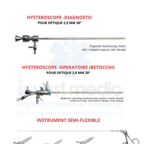 HYSTEROSCOPE -DIAGNOSTIC  POUR OPTIQUE 2,9 MM 30°/HYSTEROSCOPE -OPERATOIRE (BETOCCHI) POUR OPTIQUE 2,9 MM 30°/INSTRUMENT SEMI-FLEXIBLE